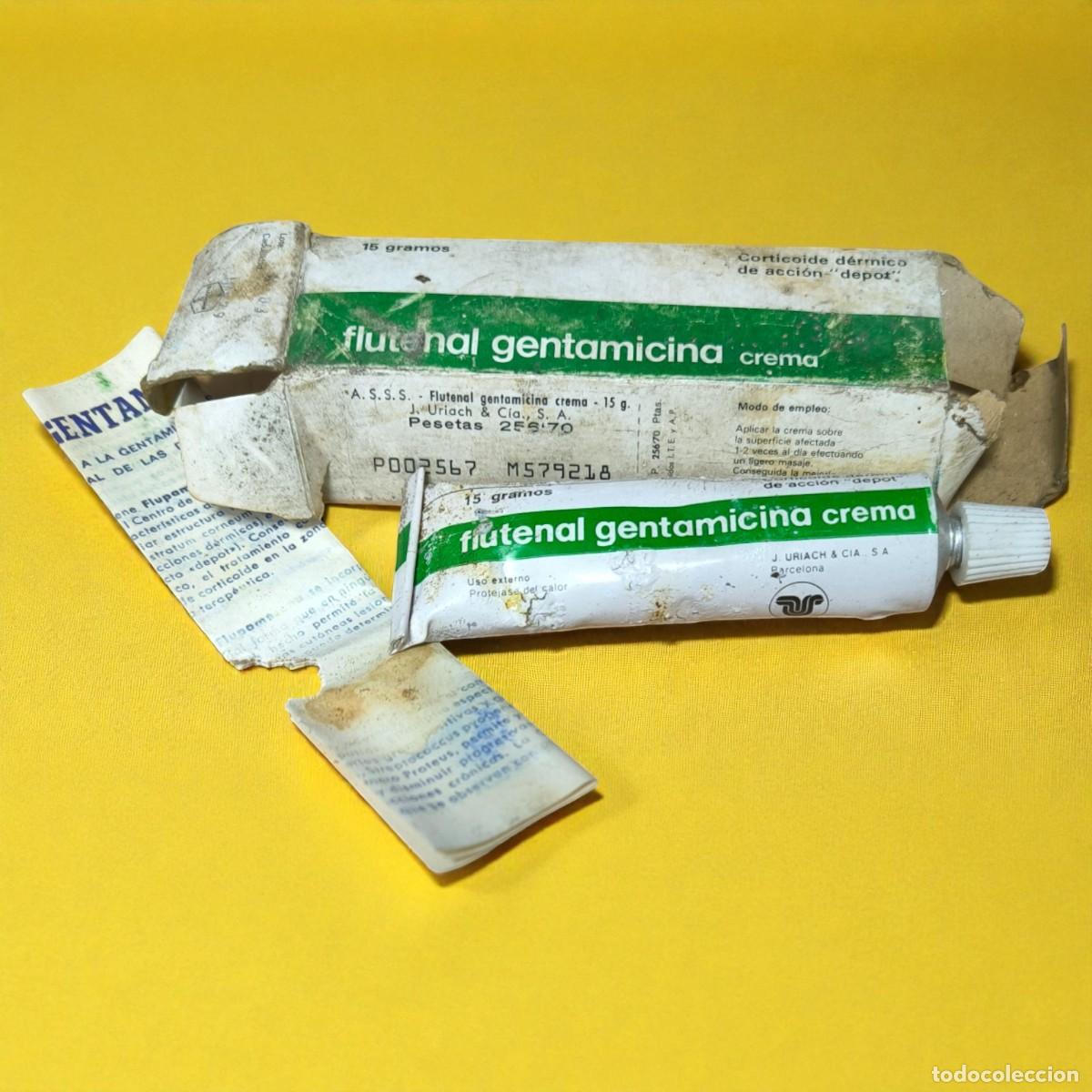 Coleccionismo: Crema Flutenal Gentamicina Original &ndash; J. Uriach & C&iacute;a. S.A. &ndash; Con Caja, Prospecto Y Tubo Vintage