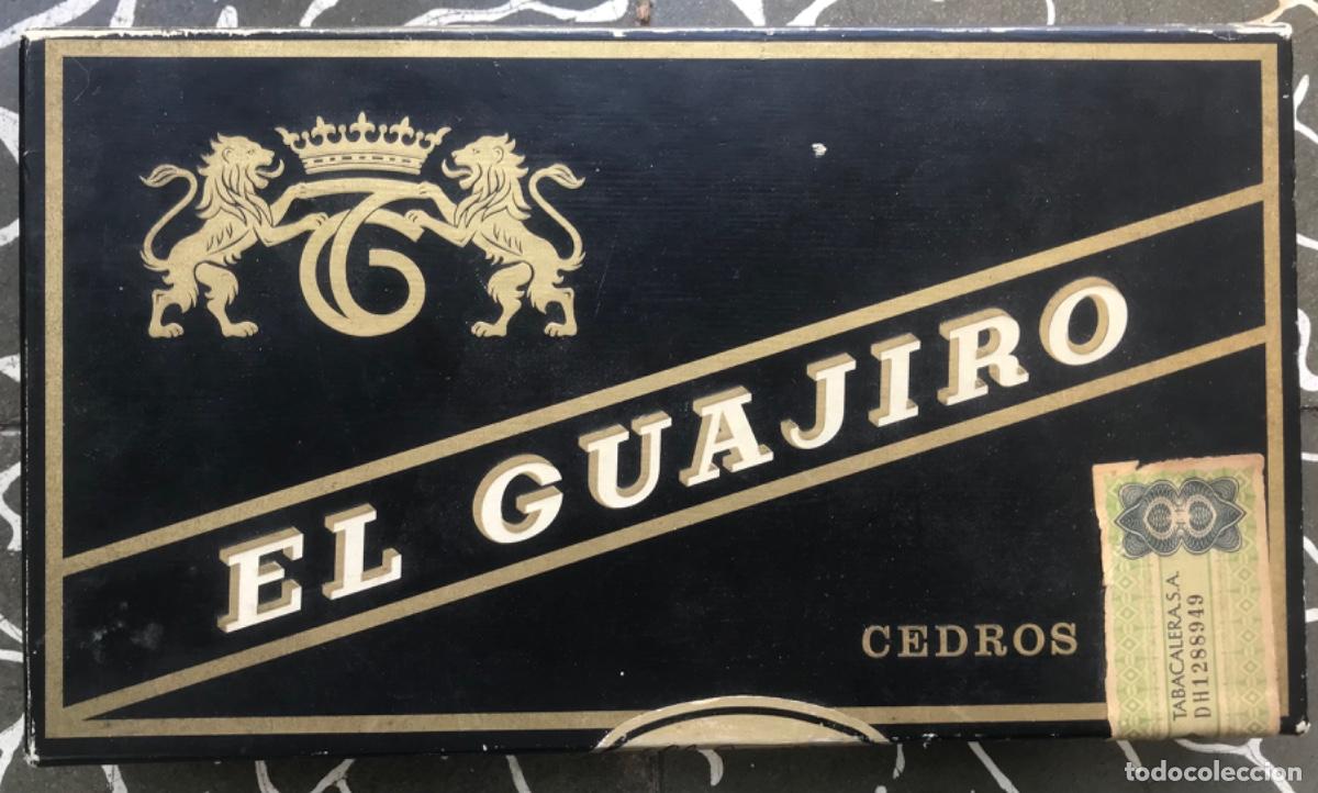 Coleccionismo: EL GUAJIRO, Cedros - Caja de puros vac&iacute;a (de cart&oacute;n) - Con sello de Tabacalera s.a. ISLAS CANARIAS