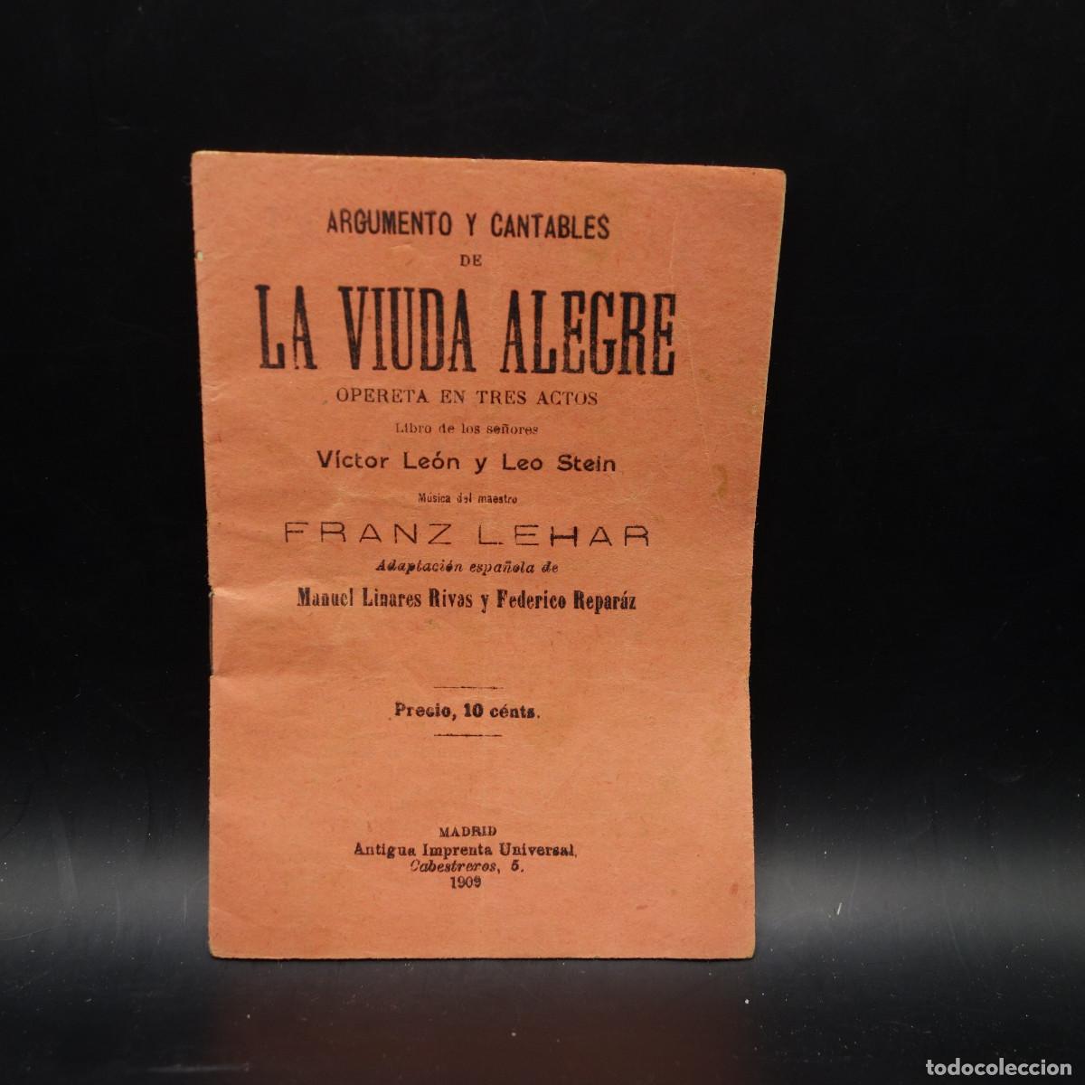 Coleccionismo: PROGRAMA DE LA OBRA DE TEATRO LA VIUDA ALEGRE