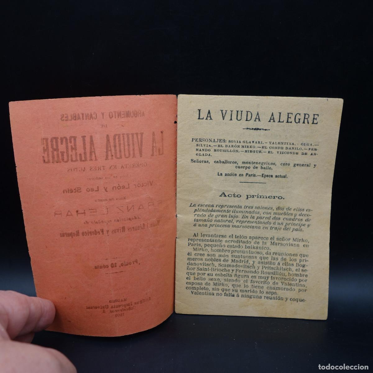 Coleccionismo: PROGRAMA DE LA OBRA DE TEATRO LA VIUDA ALEGRE - Foto 3