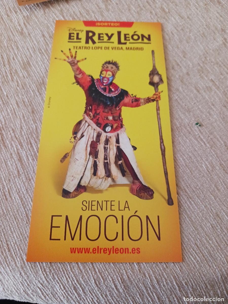Coleccionismo: FLAYER DE ESPECTACULO, MUSICAL,EL REY LEON, TEATRO LOPE DE VEGA, siente la emocion