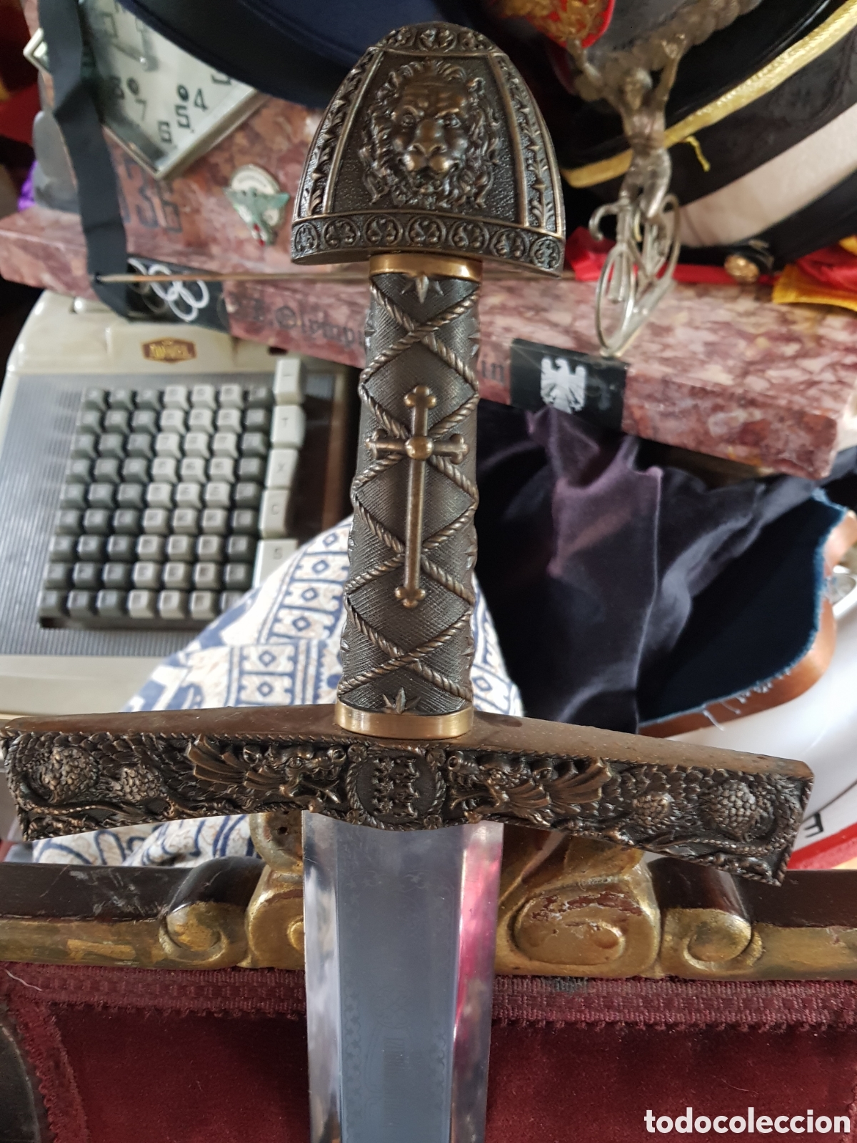 Coleccionismo: ESPECTACULAR ESPADA DE LOS CRUZADOS ACERO 4.40 Y BRONCE TEMPLARIOS.