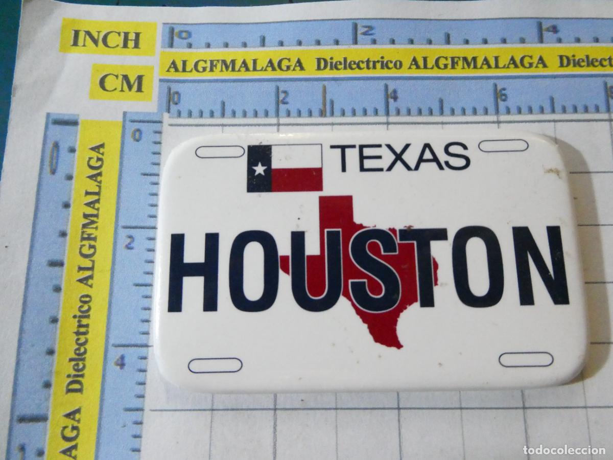 Coleccionismo: IM&Aacute;N DE NEVERA. SOUVENIR RECUERDO. TEXAS HOUSTON MAPA MATR&Iacute;CULA