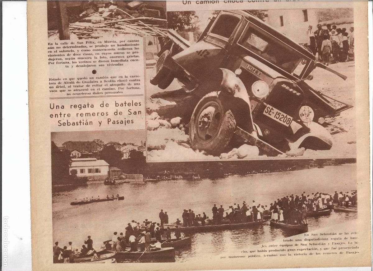 Coleccionismo: A&Ntilde;O 1933 RECORTE PRENSA BATEL SAN SEBASTIAN REGATAS BATELES REMEROS DE PASAJES Y SAN SEBASTIAN