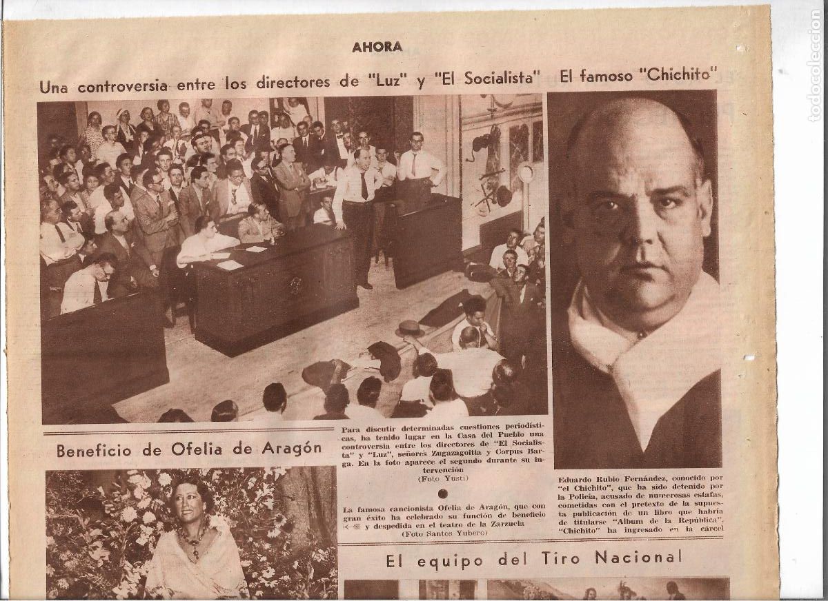 Coleccionismo: A&Ntilde;O 1933 RECORTE PRENSA DETENCION EDUARDO RUBIO CHICHITO ESTAFADOR LIBRO ALBUM DE LA REPUBLICA