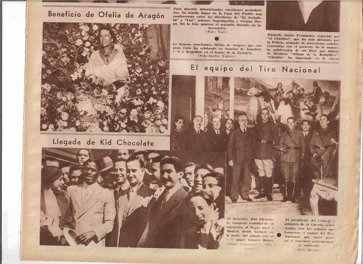 Coleccionismo: A&Ntilde;O 1933 RECORTE PRENSA AZA&Ntilde;A INTEGRANTES EQUIPO DE TIRO NACIONAL