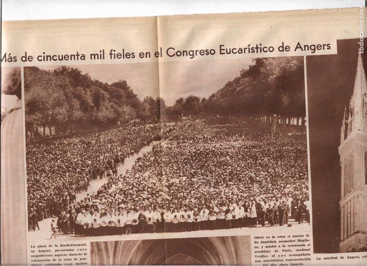Coleccionismo: A&Ntilde;O 1933 RECORTE PRENSA CONGRESO EUCARISTICO DE ANGERS MAS DE CINCUENTA MIL PARTICIPANTES