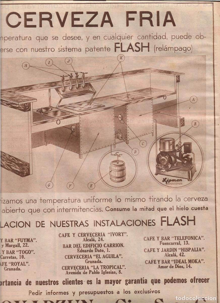 Coleccionismo: A&Ntilde;O 1933 RECORTE PRENSA PUBLICIDAD CERVEZA FRIA SISTEMA PATENTE FLASH OYARZUN Y CIA