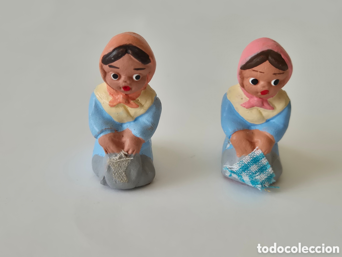 Coleccionismo: Pareja lavanderas Alborox bel&eacute;n cabezones