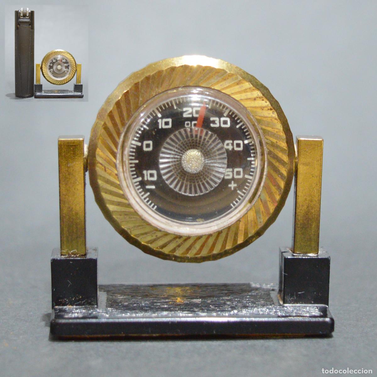 Coleccionismo: ANTIGUO TERM&Oacute;METRO Y BR&Uacute;JULA EN MINIATURA ROTATORIO