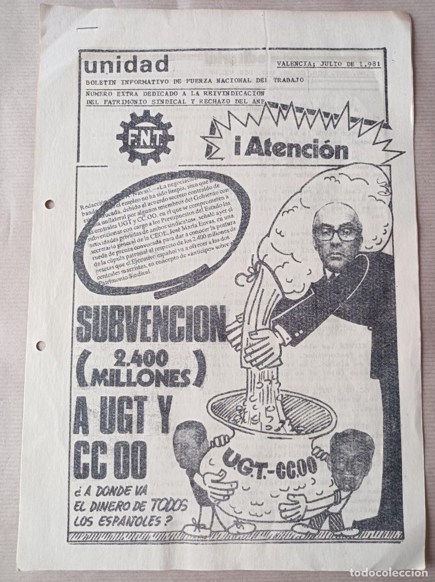 Coleccionismo: PERI&Oacute;DICO FANZINE BOLET&Iacute;N INFORMATIVO 1981 DE FUERZA NACIONAL DEL TRABAJO