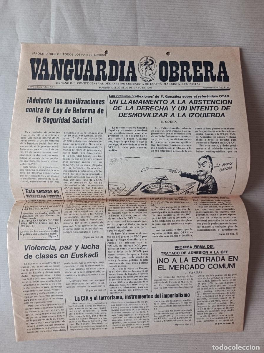 Coleccionismo: PERI&Oacute;DICO FANZINE N&ordm; 505 VANGUARDIA OBRERA 1985