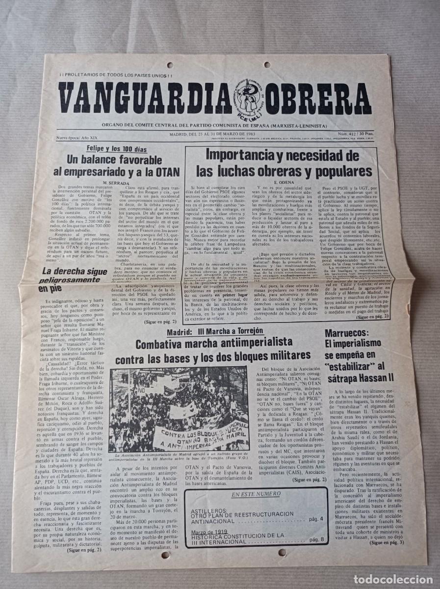Coleccionismo: PERI&Oacute;DICO FANZINE N&ordm; 412 VANGUARDIA OBRERA 1983