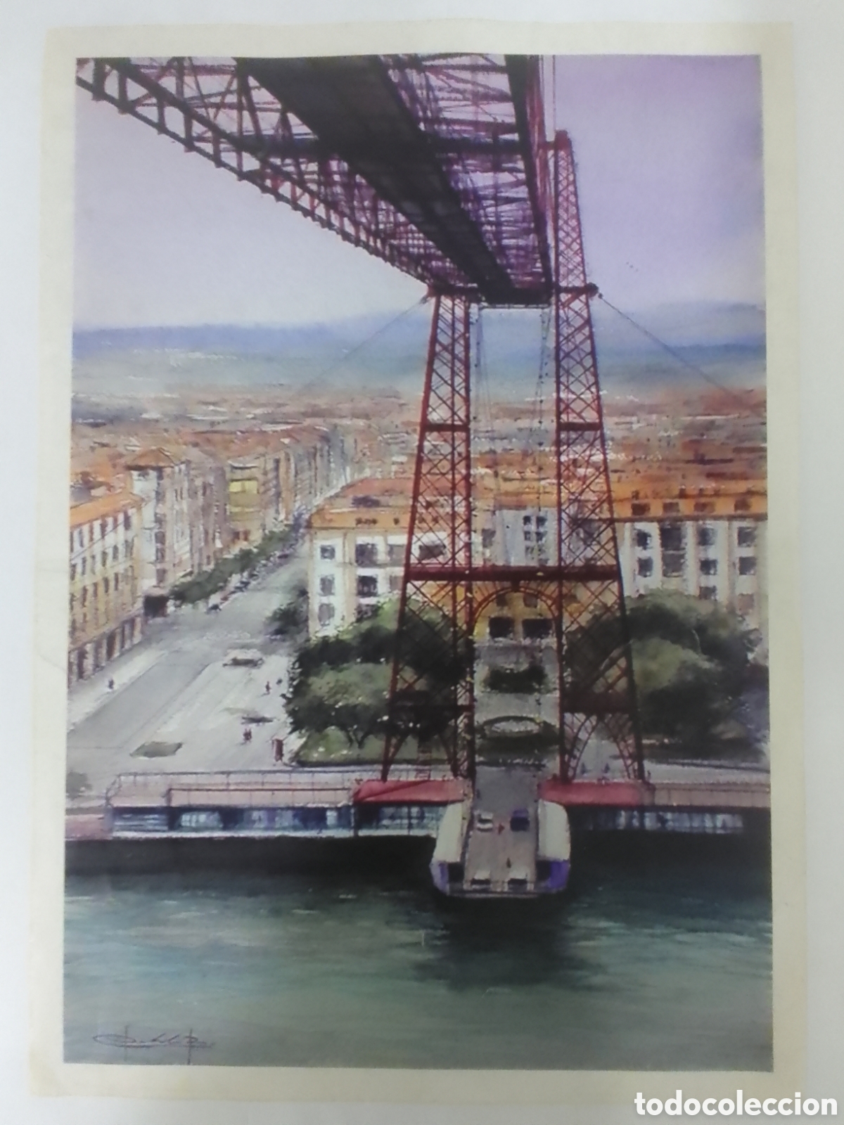 Coleccionismo: Lamina Puente Colgante Portugalete &bull; Vizcaya.