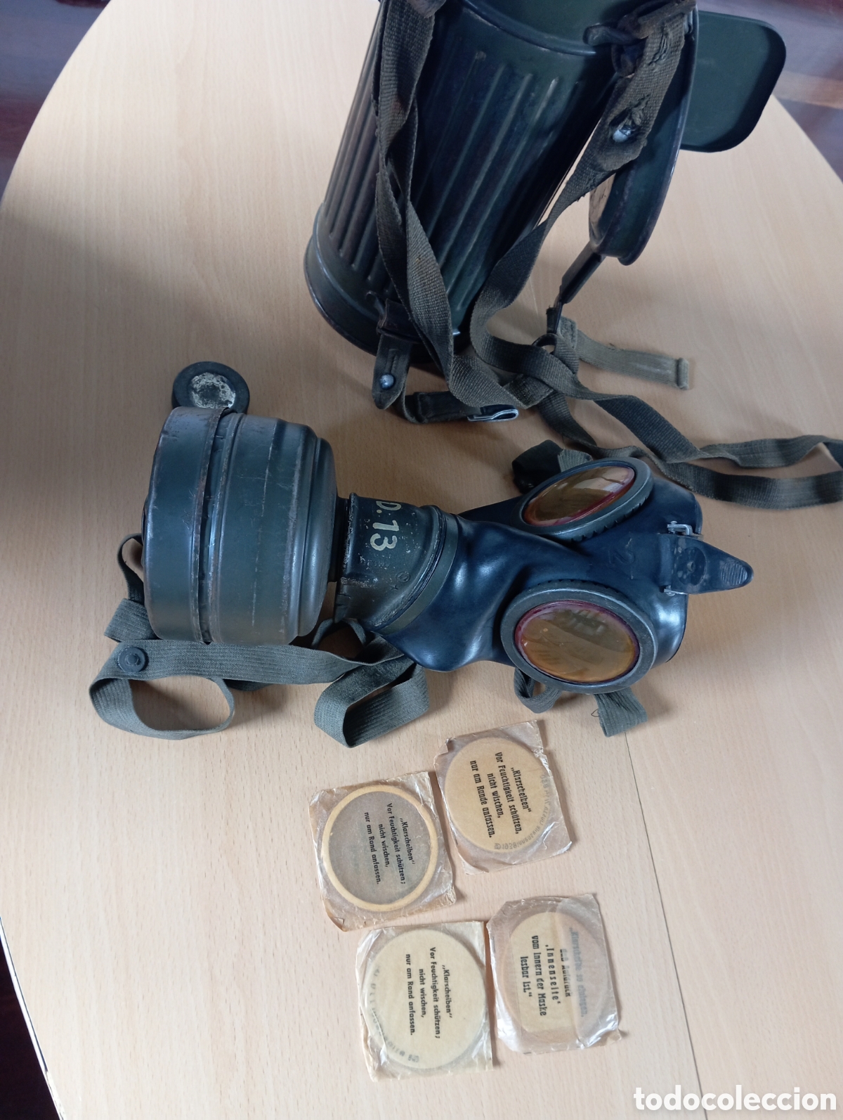 Coleccionismo: LOTE MASCARA ALEMANA NAZI WW2 Y CHAPAS IDENTIFICACION PANZER