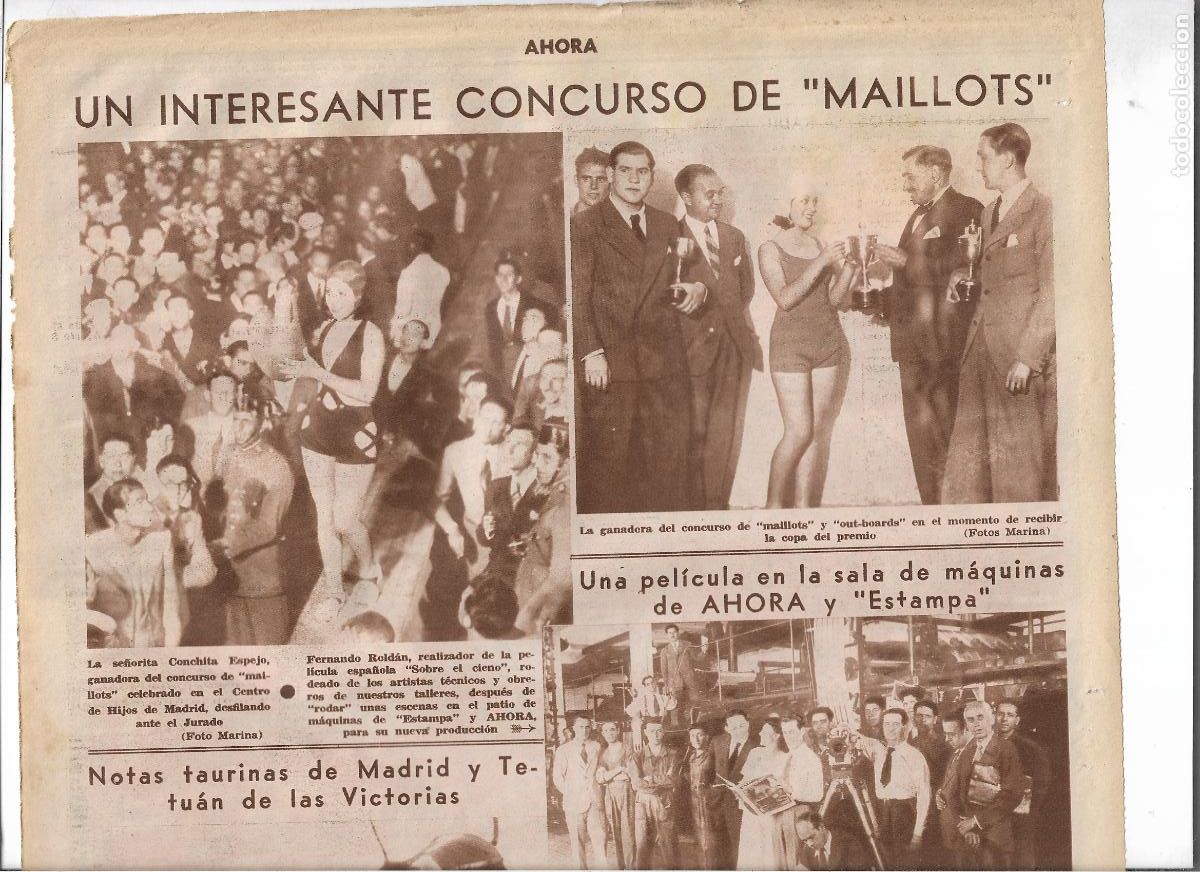 Coleccionismo: A&Ntilde;O 1933 RECORTE PRENSA CENTRO DE HIJOS DE MADRID CONCURSO MAILLOTS BA&Ntilde;ADOR GANADORA CONCHITA ESPEJO
