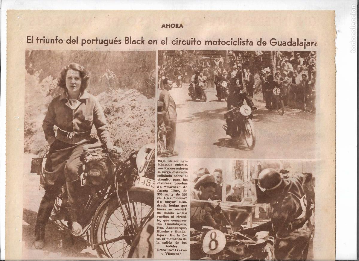 Coleccionismo: A&Ntilde;O 1933 RECORTE PRENSA MOTOCICLISMO CIRCUITO GUADALAJARA BLACK ORTUETA ASUNCION IRACHE MOTOS