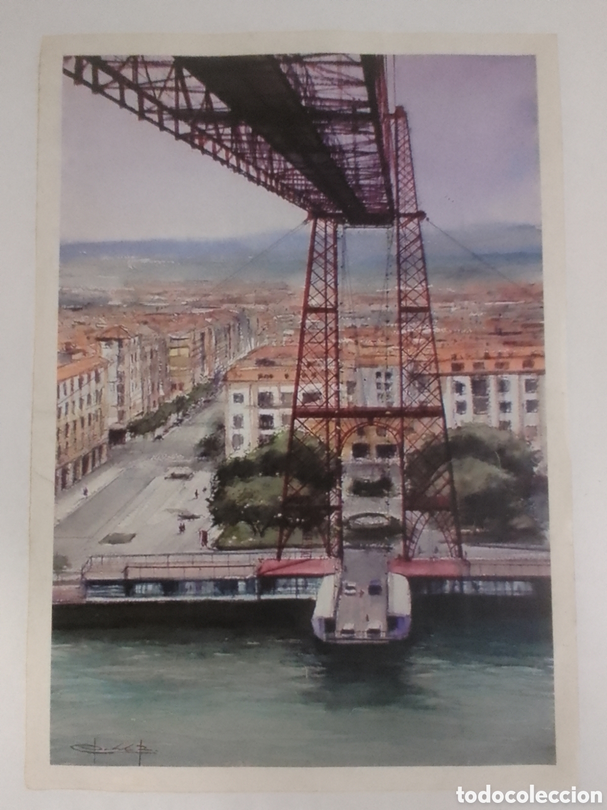 Coleccionismo: Lamina Puente Colgante Portugalete &bull; Vizcaya.