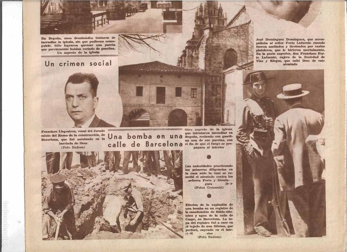 Coleccionismo: A&Ntilde;O 1933 RECORTE PRENSA BARCELONA ESTALLA BOMBA CALLE CASPE EN LA CANALIZACION FLUIDO ELECTRICO