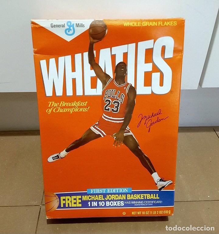 Coleccionismo: CAJA PAQUETE DE CEREALES WHEATIES MICHAEL JORDAN CHICAGO BULLS 1&deg; EDICION 1988 1989 VACIA