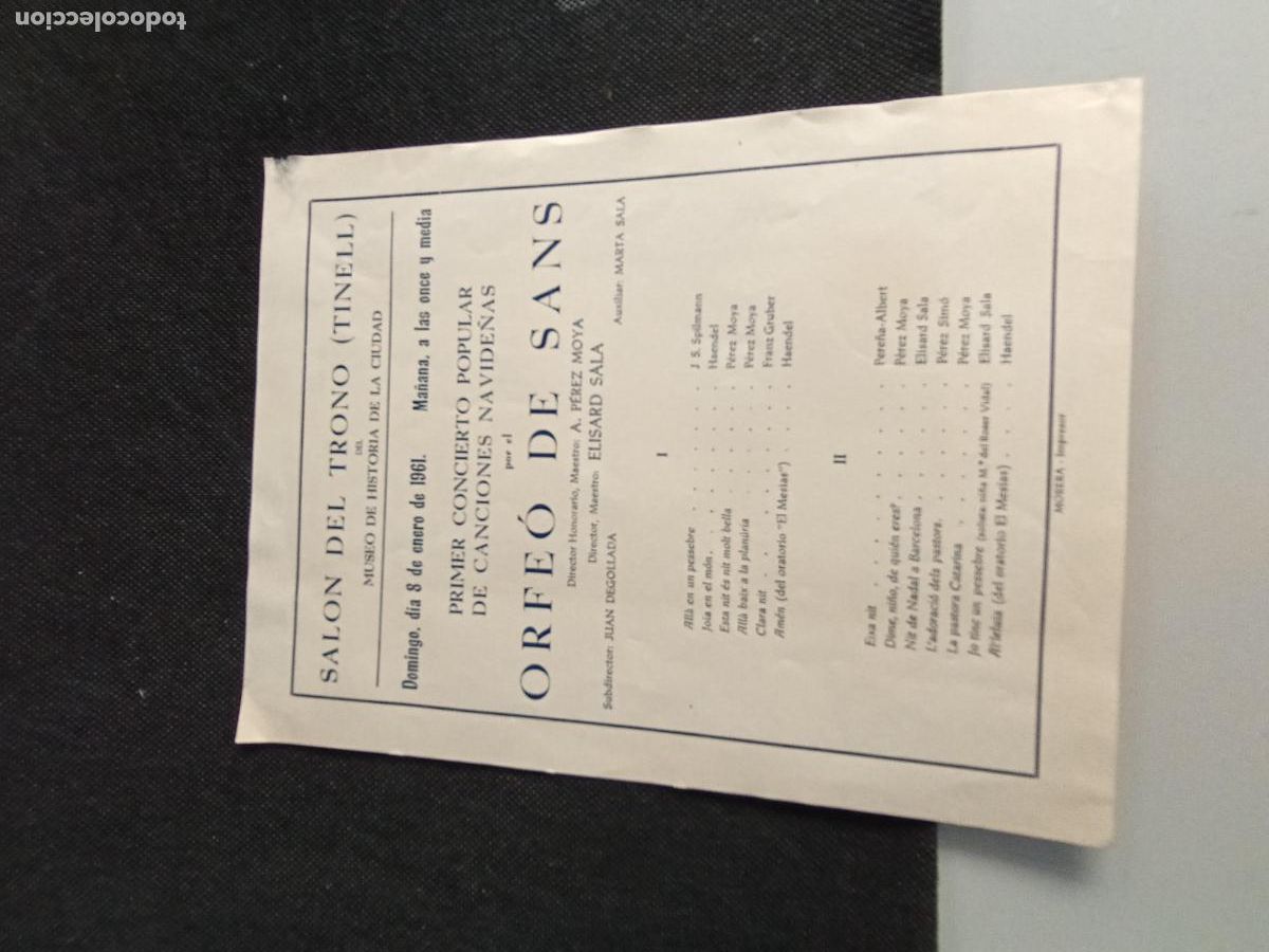 Collecting paper: Programa SALON DEL TRONO TINELL 1961