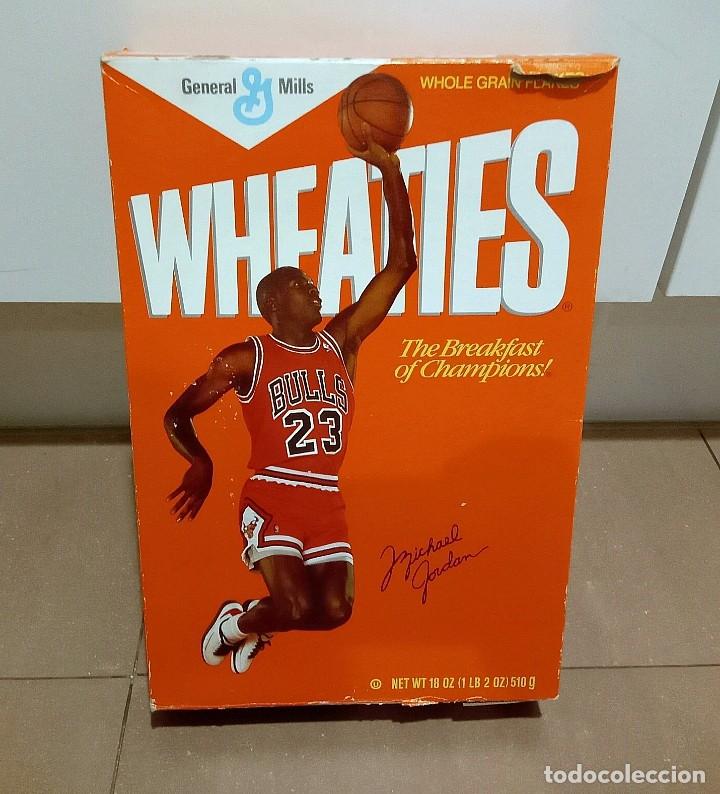 Coleccionismo: CAJA PAQUETE DE CEREALES WHEATIES MICHAEL JORDAN NBA CHICAGO BULLS NIKE AIR 1988 1989 VACIA (RF:02)