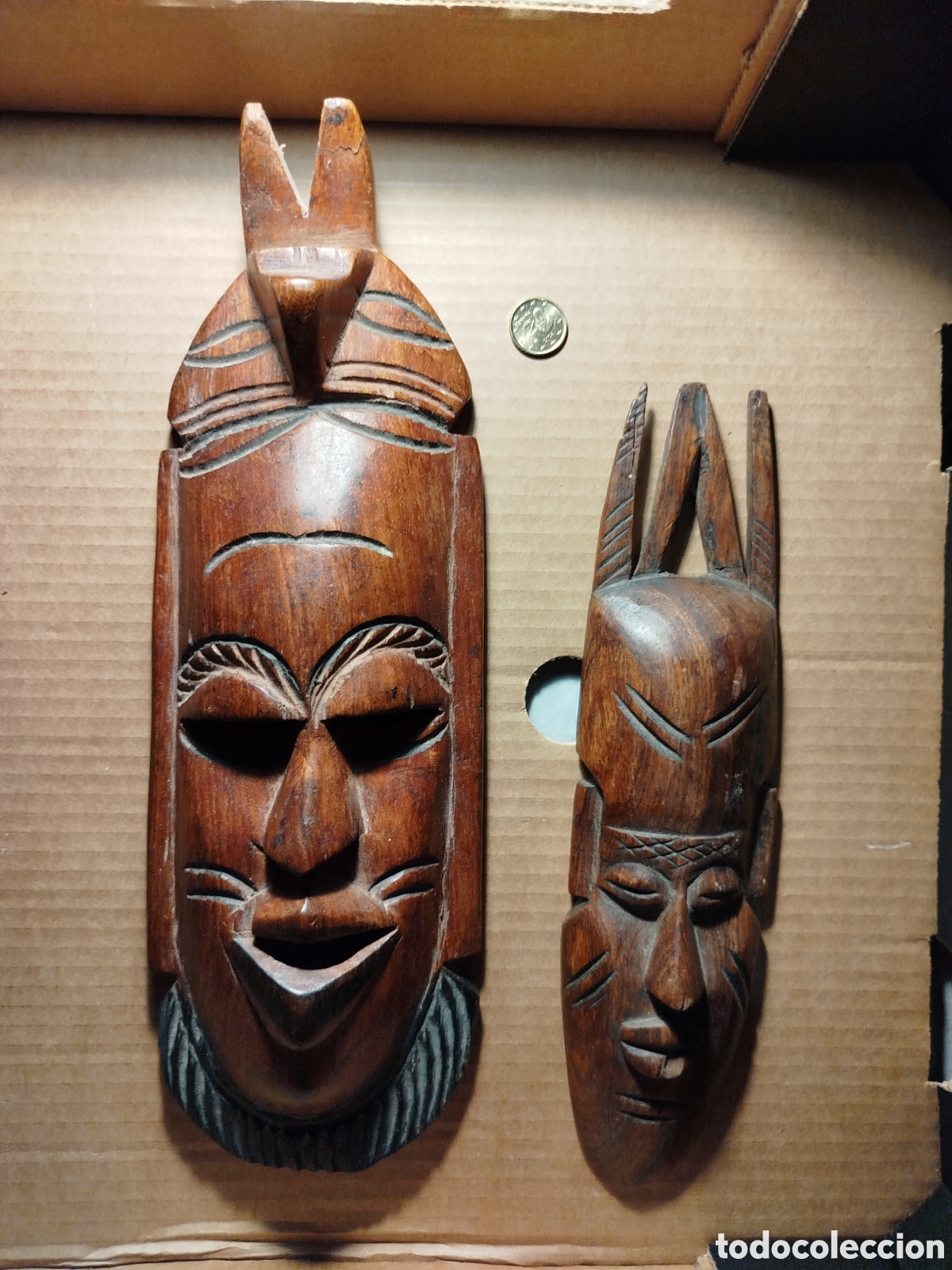 Coleccionismo: 2 m&aacute;scaras africanas retro madera
