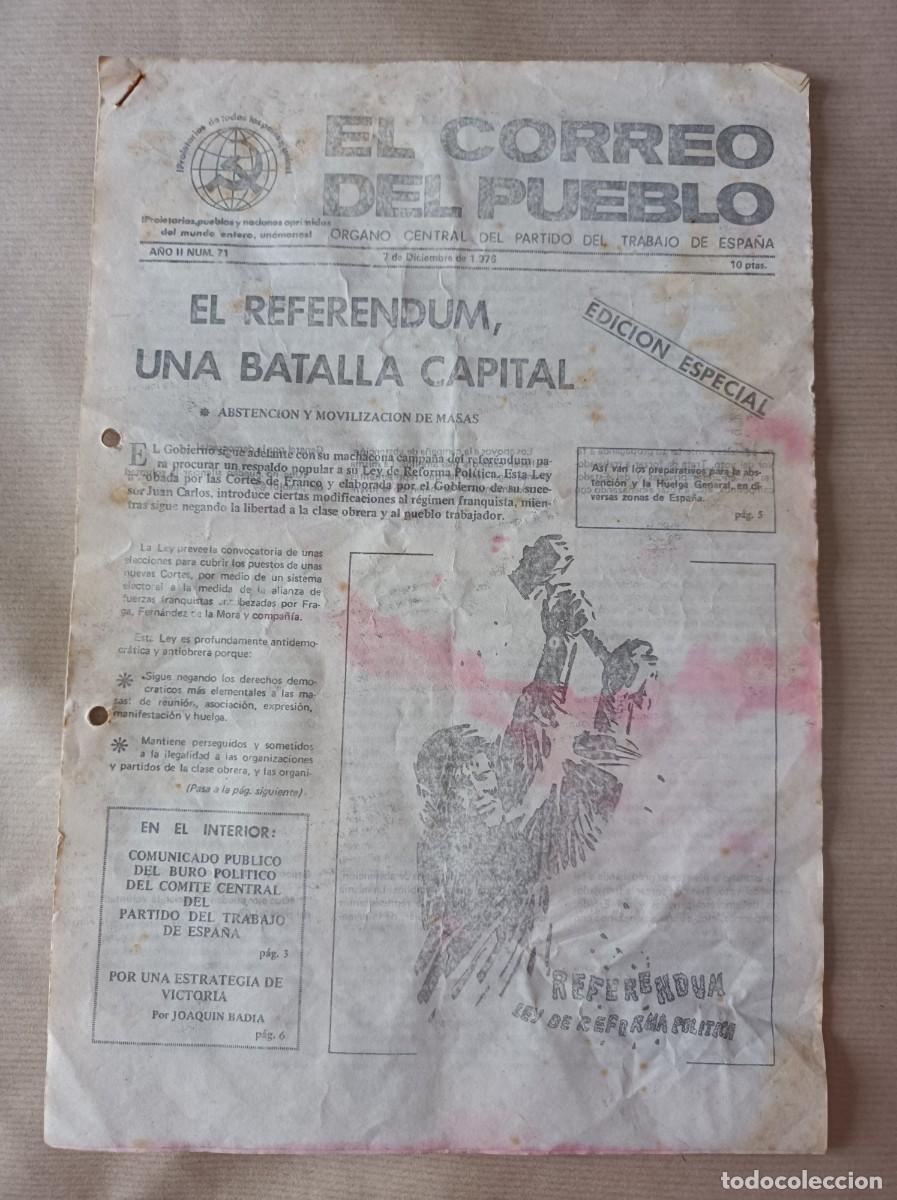 Coleccionismo: DOCUMENTO INFORMATIVO 1976 EL CORREO DEL PUEBLO N&ordm; 7 &Oacute;RGANO CENTRAL PARTIDO DEL TRABAJO DE ESPA&Ntilde;A