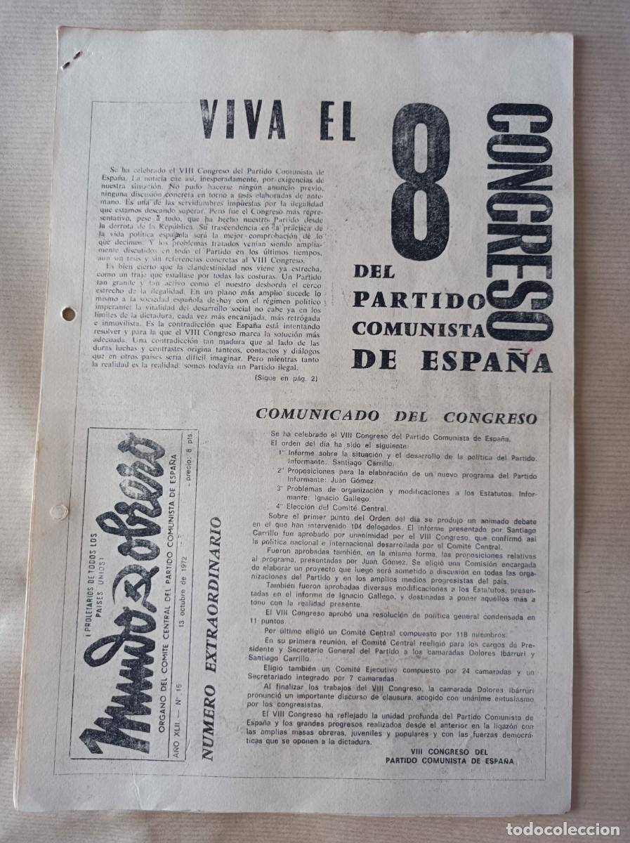 Coleccionismo: DOCUMENTO INFORMATIVO 1972 EL CORREO DEL PUEBLO N&ordm; 16 &Oacute;RGANO CENTRAL PARTIDO DEL TRABAJO DE ESPA&Ntilde;A