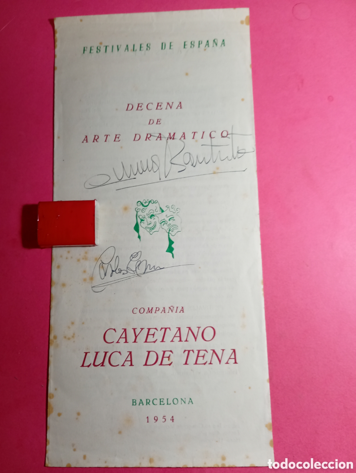 Coleccionismo: festivales espa&ntilde;a decena arte dram&aacute;tico 1954 aut&oacute;grafos originales de aurora bautista y carlos lemos