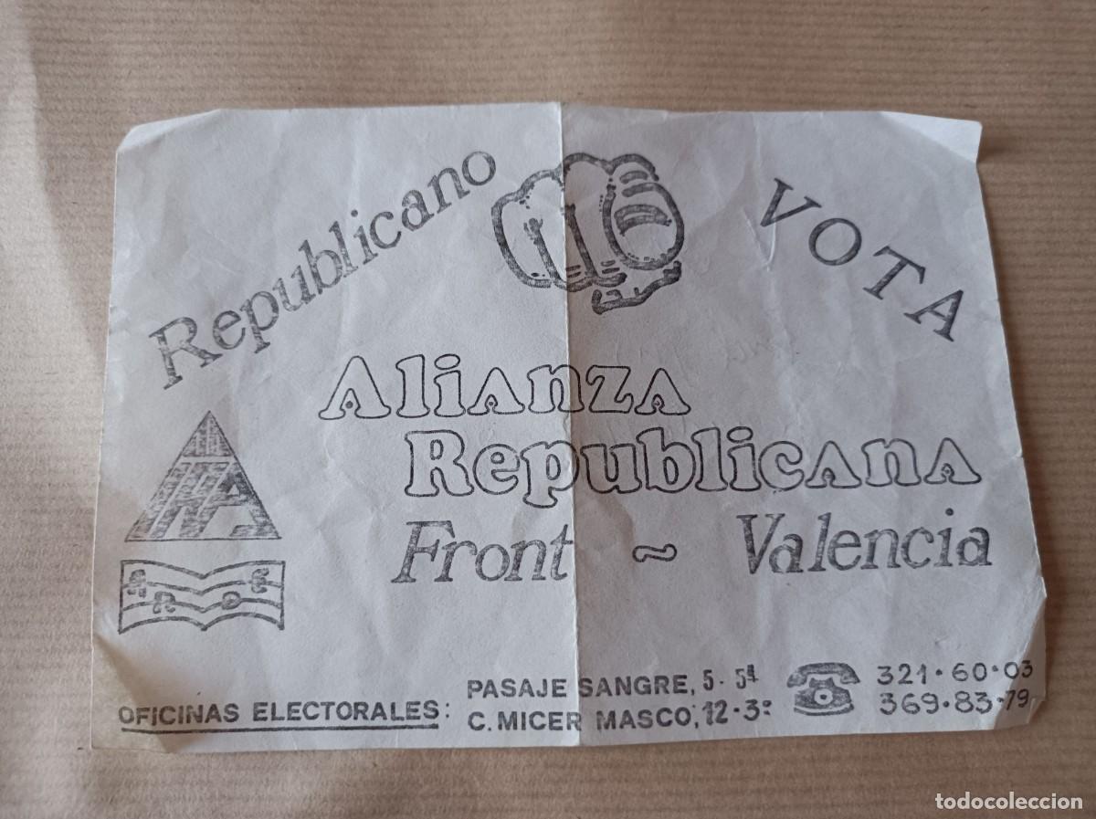 Coleccionismo: OCTAVILLA ALIANZA REPUBLICANA FRONT VALENCIA &Eacute;POCA TRANSICI&Oacute;N