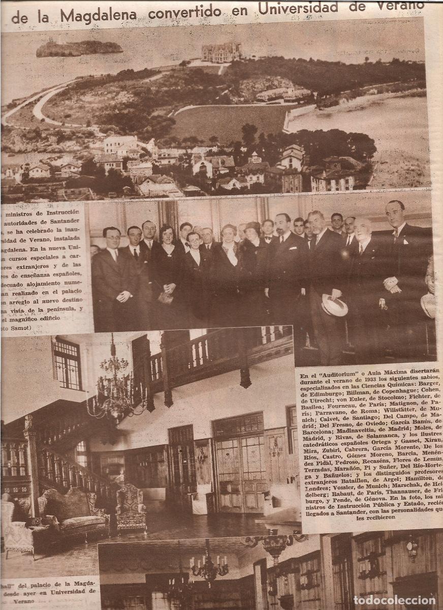 Coleccionismo: A&Ntilde;O 1933 RECORTE PRENSA SANTANDER EL PALACIO DE LA MAGDALENA CONVERTIDO EN UNIVERSIDAD DE VERANO