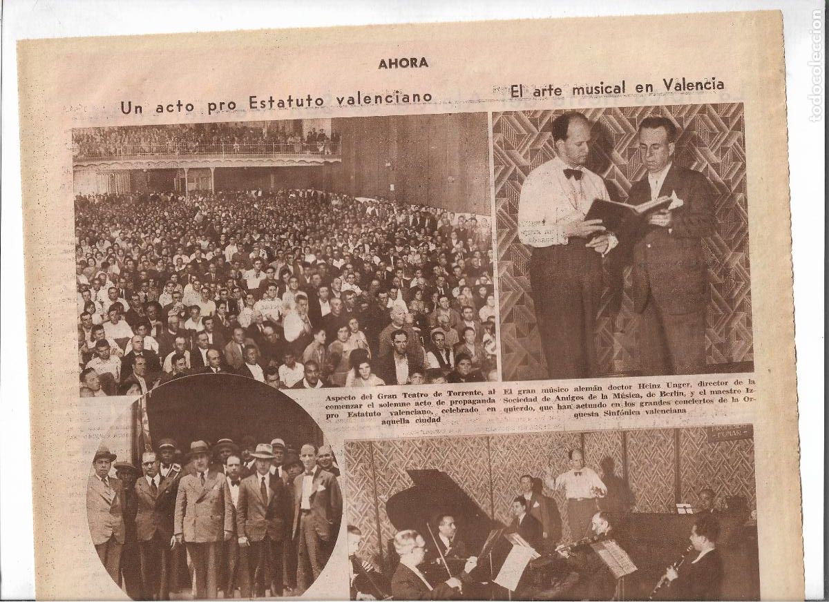 Coleccionismo: A&Ntilde;O 1933 RECORTE PRENSA TORRENTE VALENCIA AYUNTAMIENTO GRAN TEATRO ACTO PRO ESTATUTO VALENCIANO