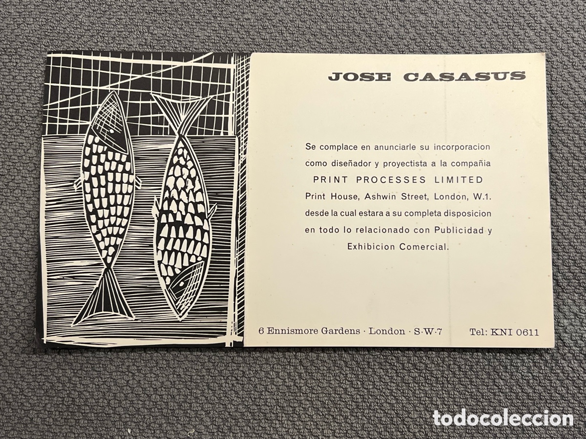 Coleccionismo: JOS&Eacute; CASASUS.. Invitaci&oacute;n incorporacion como dise&ntilde;ador.. PRINT PROCESSES LIMITED