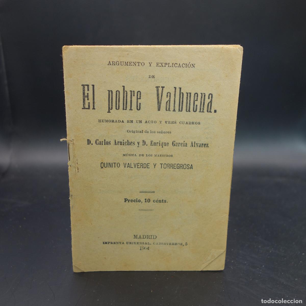 Coleccionismo: PROGRAMA DE LA OBRA DE TEATRO EL POBRE VALBUENA - Foto 1