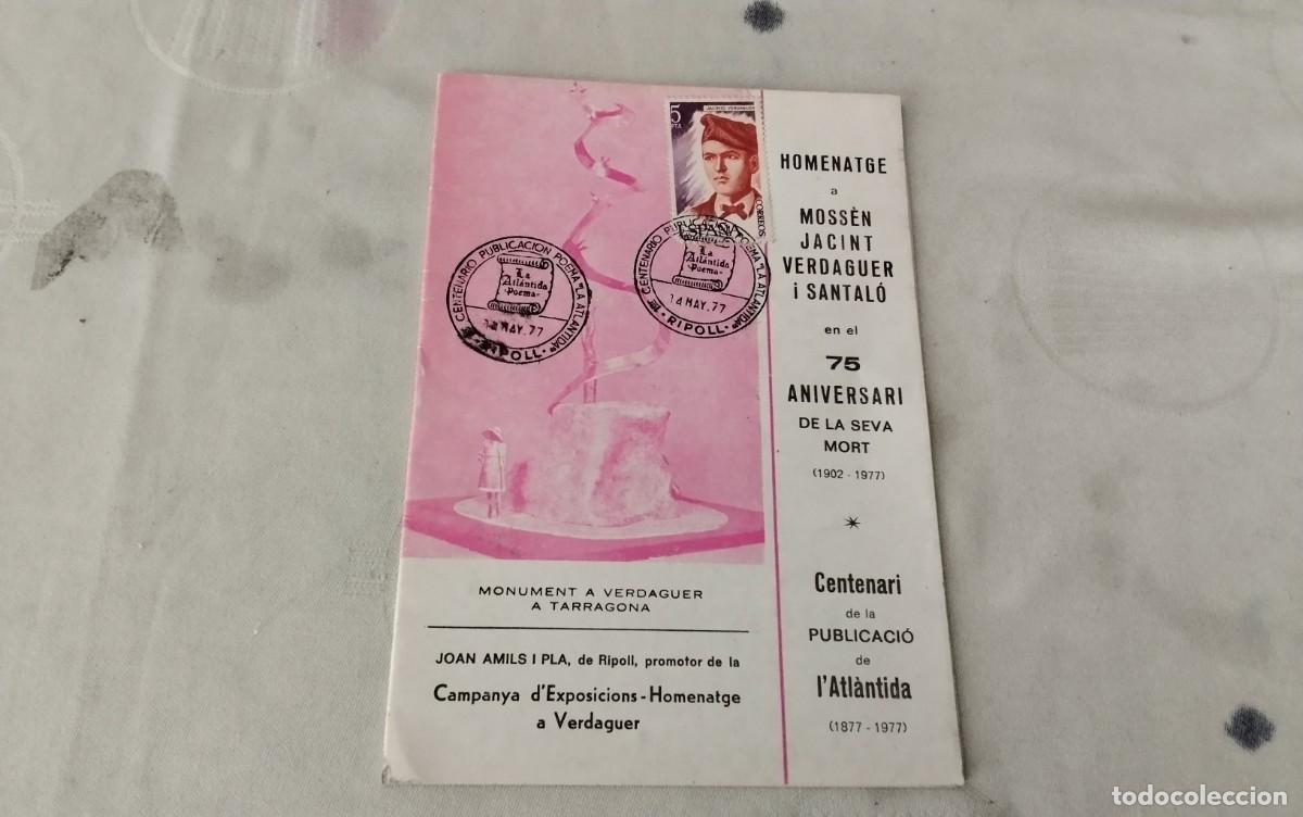 Coleccionismo: RIPOLL PROGRAMA HOMENATGE A MOSSEN JACINT VERDAGUER A&Ntilde;O 1977 , MATASELLO ESPECIAL