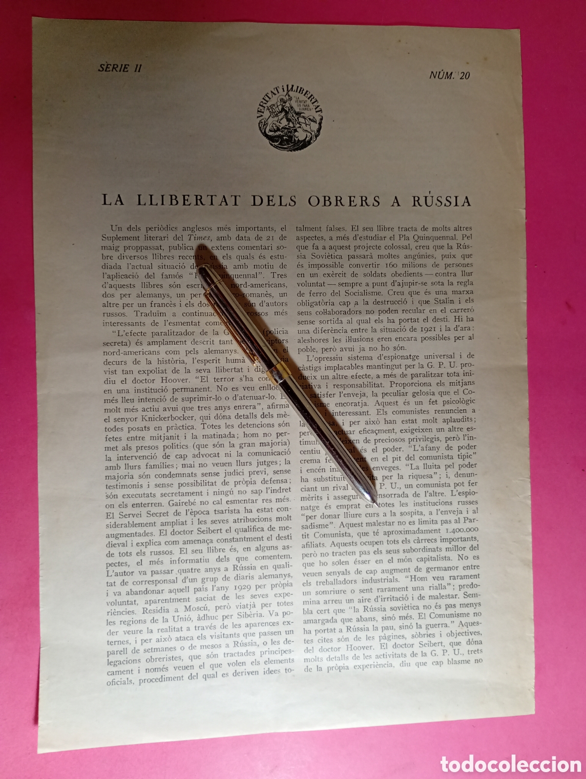 Coleccionismo: VERITAT I LLIBERTAT la veritat us fara lliures S&Egrave;RIE II N&ordm; 20 - la llibertat dels obrers a R&uacute;ssia