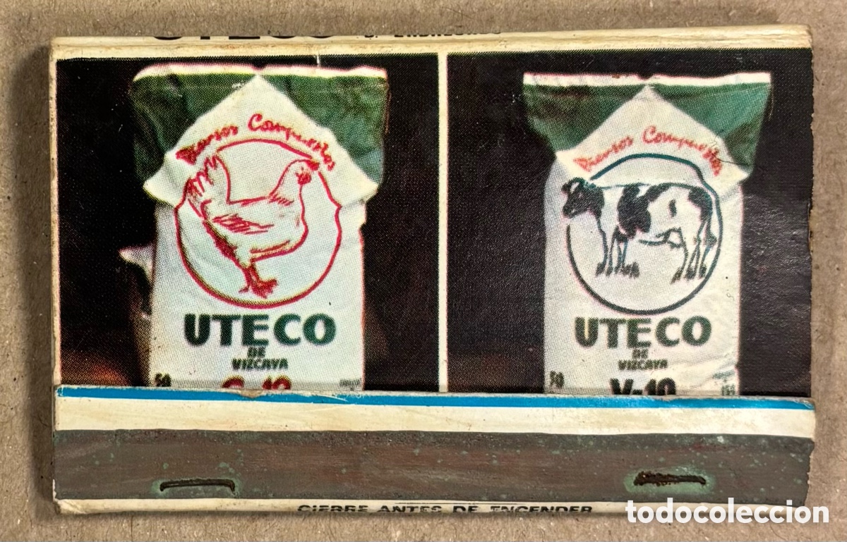 Coleccionismo: UTECO, F&Aacute;BRICA DE PIENSOS COMPUESTOS (MUNGUIA - VIZCAYA). CAJETILLA PUBLICITARIA DE CERILLAS.