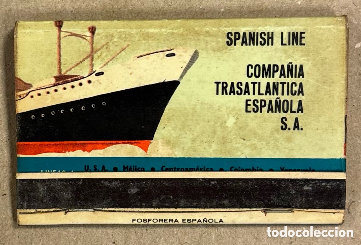 Coleccionismo: COMPA&Ntilde;&Iacute;A TRASATL&Aacute;NTICA ESPA&Ntilde;OLA S.A. CAJETILLA DE CERILLAS PUBLICITARIA. SPANISH LINE.