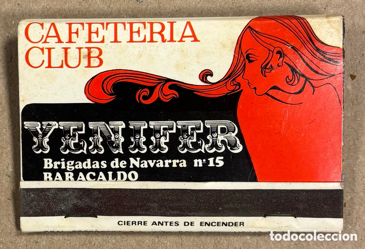 Coleccionismo: YENIFER CAFETER&Iacute;A CLUB (BARAKALDO). ANTIGUA CAJETILLA DE CERILLAS PUBLICITARIA. HIELO PIL&Eacute; Y LICOR 4
