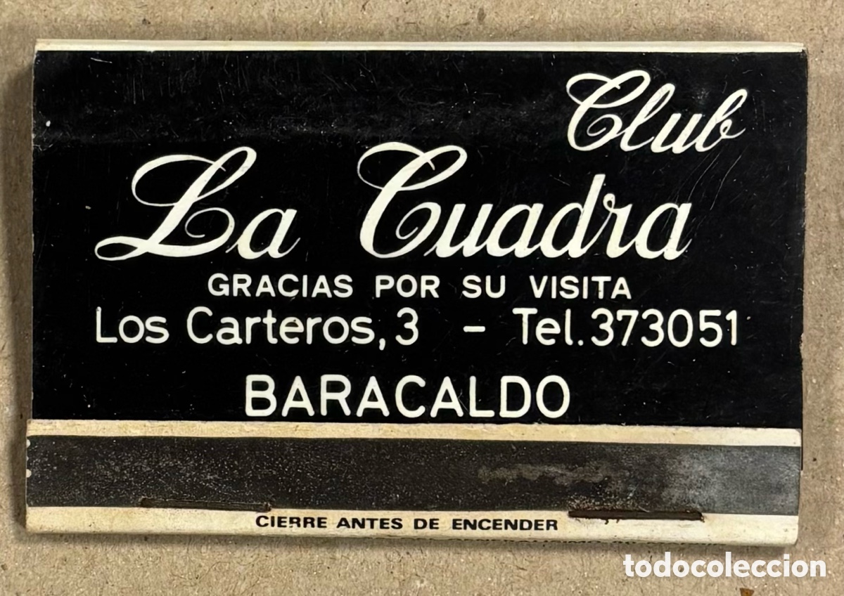 Coleccionismo: CLUB LA CUADRA (BARAKALDO). ANTIGUA CAJETILLA DE CERILLAS PUBLICITARIA. HIELO PIL&Eacute; Y LICOR 43.