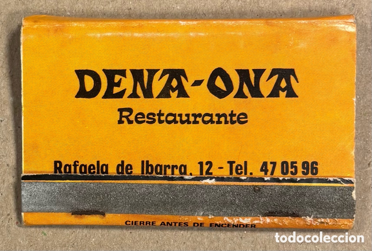 Coleccionismo: RESTAURANTE DENA-ONA (BILBAO). ANTIGUA CAJETILLA DE CERILLAS PUBLICITARIA.