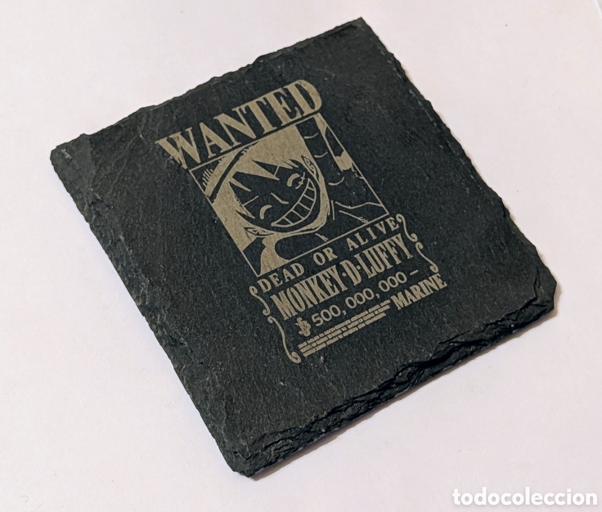 Coleccionismo: Posavasos de pizarra One Piece. Wanted. Monkey D Luffy