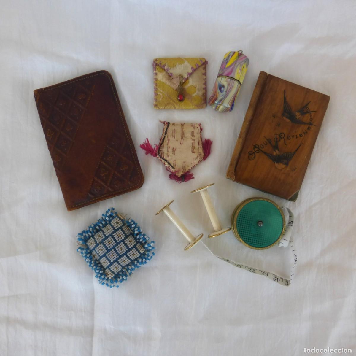 Coleccionismo: COLECCION ANTIGUO UTENSILIOS DE COSTURA CARRETE HILO ALFILETEROS SORRENTO VICTORIAN VTG SEWING TOOLS