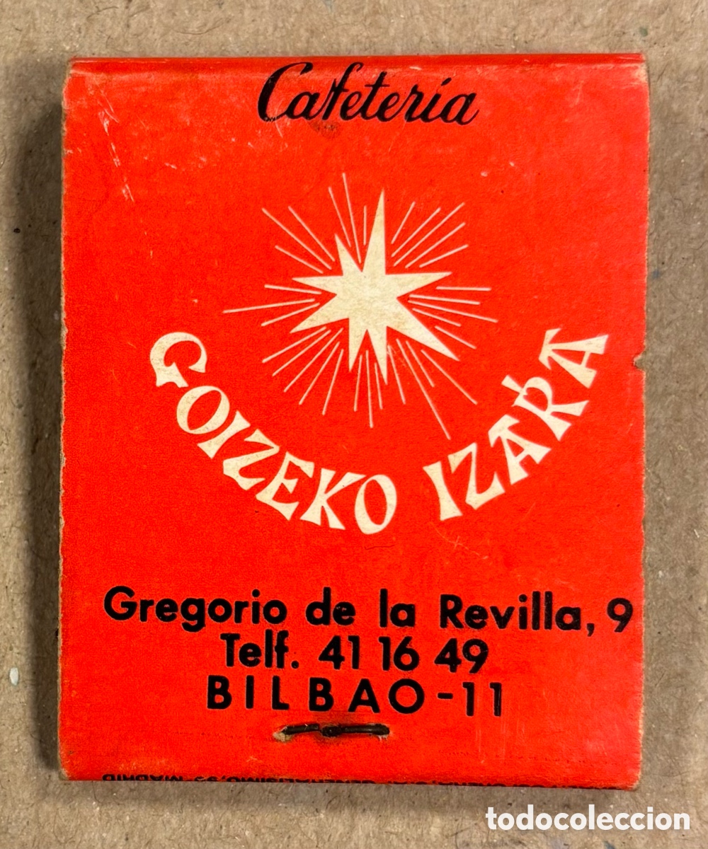 Coleccionismo: CAFETER&Iacute;A GOIZEKO IZARRA (BILBAO). ANTIGUA CAJETILLA DE CERILLAS PUBLICITARIA.