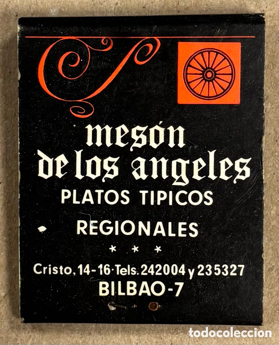 Coleccionismo: MES&Oacute;N DE LOS &Aacute;NGELES (BILBAO). ANTIGUA CAJETILLA CERILLAS PUBLICITARIA.