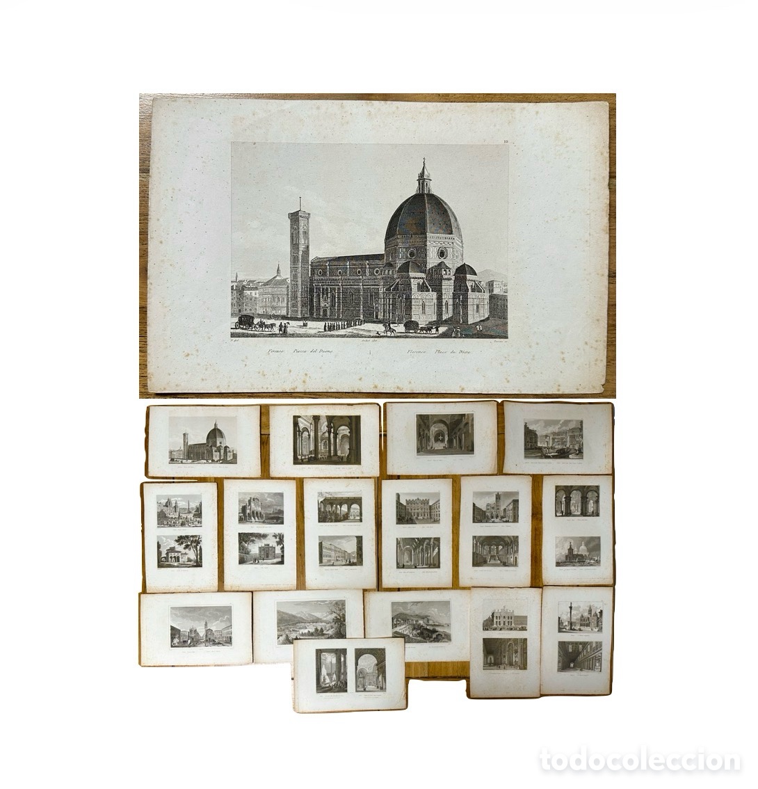 Coleccionismo: Mediados del siglo XIX, lote de 16 grabados de arquitectura cl&aacute;sica italiana.