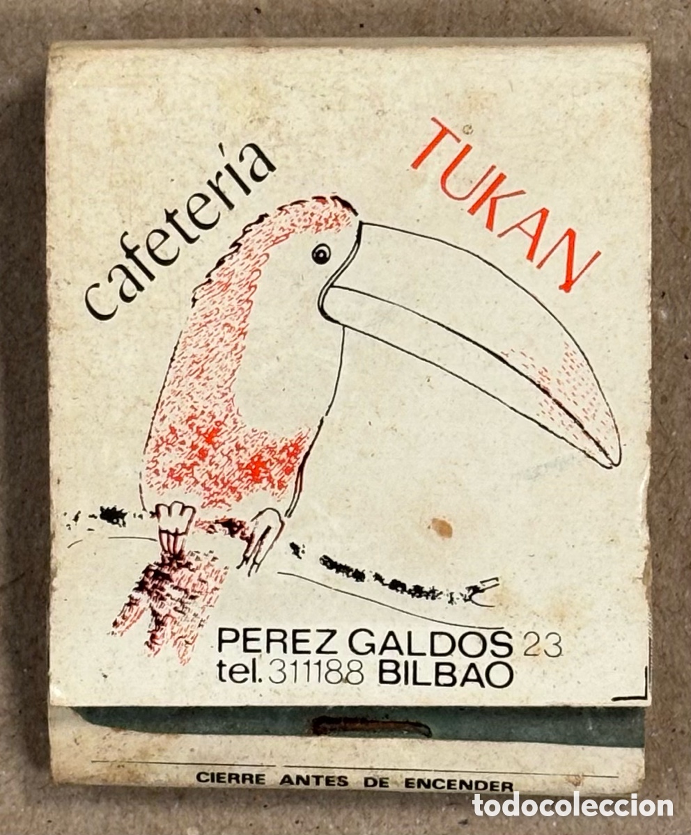 Coleccionismo: CAFETER&Iacute;A TUKAN (BILBAO). ANTIGUA CAJETILLA DE CERILLAS PUBLICITARIA.