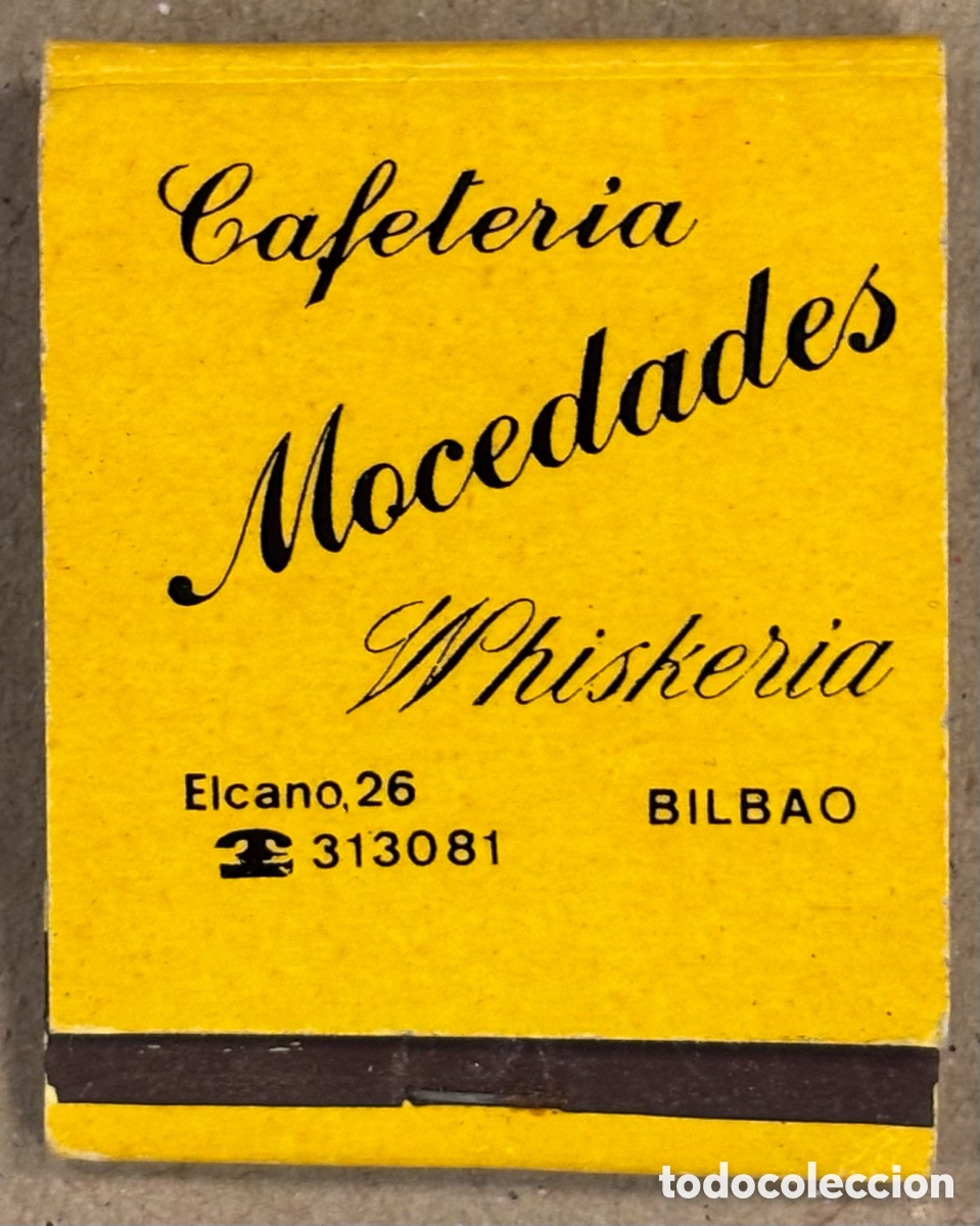 Coleccionismo: CAFETER&Iacute;A MOCEDADES WHISKERIA (BILBAO). ANTIGUA CAJETILLA DE CERILLAS PUBLICITARIA.