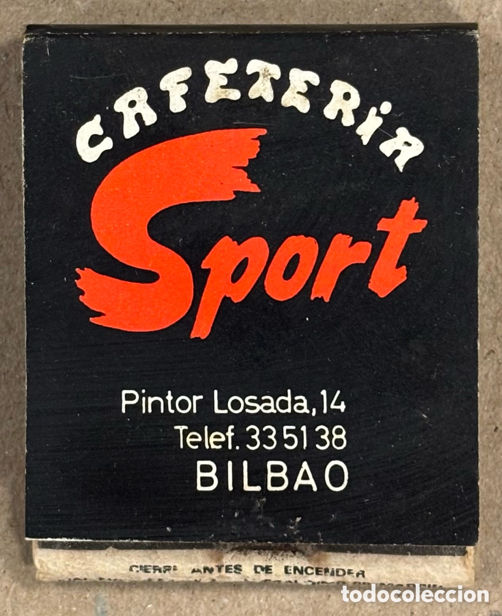 Coleccionismo: CAFETER&Iacute;A SPORT (BILBAO). ANTIGUA CAJETILLA DE CERILLAS PUBLICITARIA.